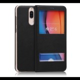 Gigapack Tok álló, bőr hatású (FLIP, oldalra nyíló, Dual View Window) FEKETE [Huawei Mate 10 Lite] (5996457734948)