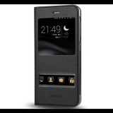 Gigapack Tok álló, bőr hatású (FLIP, oldalra nyíló, Dual View Window) FEKETE [Huawei P9 Lite Mini] (5996457727223) - Telefontok