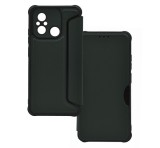 Gigapack Tok álló, bőr hatású (FLIP, oldalra nyíló, légpárnás sarok, kamera védelem, karbon minta) SÖTÉTZÖLD Xiaomi Redmi 12C