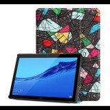 Gigapack Tok álló, bőr hatású (FLIP, oldalra nyíló, TRIFOLD asztali tartó funkció, mozaik minta) SZÍNES [Huawei Mediapad T5 10 WIFI] (5996457971091) - Tablet tok