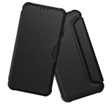 Gigapack Tok álló, bőr hatású (FLIP, oldalra nyíló, ütésállóság, légpárnás sarok, kameravédő, karbon minta) FEKETE Xiaomi Redmi Note 13 Pro 5G