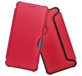 Gigapack Tok álló, bőr hatású (FLIP, oldalra nyíló, ütésállóság, légpárnás sarok, kameravédő, karbon minta) PIROS Apple iPhone 16e