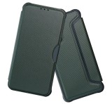 Gigapack Tok álló, bőr hatású (FLIP, oldalra nyíló, ütésállóság, légpárnás sarok, kameravédő, karbon minta) SÖTÉTZÖLD Xiaomi Redmi Note 14 Pro 4G