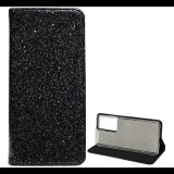 Gigapack Tok álló, bőr hatású (FLIP, szilikon belső, oldalra nyíló, asztali tartó funkció, bankkártya tartó, csillogó) FEKETE [Samsung Galaxy S21 Ultra (SM-G998) 5G] (5996591033174) - Telefontok