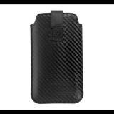Gigapack Tok álló, bőr hatású, POUCH (kihúzható, univerzális, M méret, karbon minta) FEKETE [Apple iPhone SE 3 (2022)] (5996591100951) - Telefontok