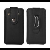 Gigapack Tok álló, bőr hatású (univerzális, bankkártya tartó, övre fűzhető, karabíner, 6.7" méret, prémium) FEKETE [Huawei Mate 20X] (5996591087061) - Telefontok