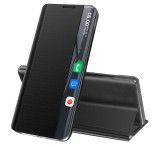 Gigapack Tok álló, textil hatású (aktív FLIP, oldalra nyíló, asztali tartó funkció, Smart View Cover) FEKETE Apple iPhone 13 Pro