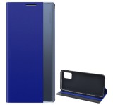 Gigapack Tok álló, textil hatású (aktív FLIP, oldalra nyíló, asztali tartó funkció, Smart View Cover) SÖTÉTKÉK Samsung Galaxy A03s (SM-A037F)