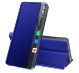 Gigapack Tok álló, textil hatású (aktív FLIP, oldalra nyíló, asztali tartó, Smart View Cover) SÖTÉTKÉK Samsung Galaxy A55 5G (SM-A556)