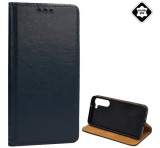 Gigapack Tok álló, valódi bőr (FLIP, oldalra nyíló, asztali tartó funkció) SÖTÉTKÉK Samsung Galaxy S23 Plus (SM-S916)