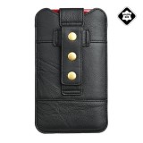Gigapack tok álló, valódi bőr, pouch (univerzális, övre fűzhető, csatos, 6.1" méret, prémium) fekete