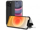 Gigapack View Window álló, bőr hatású flip tok Apple iPhone 12 készülékhez, fekete