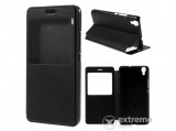 Gigapack View Window álló bőr tok Huawei Y6 készülékhez, fekete