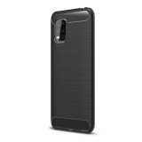 Gigapack Xiaomi Mi 10 Lite Szilikon telefonvédő (légpárnás sarok, szálcsiszolt, karbon minta, fekete)