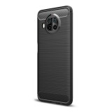 Gigapack Xiaomi Mi 10T Lite 5G szilikon védő (közepesen ütésálló, légpárnás sarok, szálcsiszolt, karbon minta) fekete
