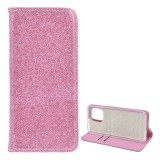 Gigapack Xiaomi Mi 11 5G tok álló, bőr hatású (Flip, szilikon belső, asztali tartó funkció, csillogó) rozéarany