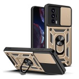 Gigapack Xiaomi Poco F5 Pro defender védő (közepesen ütésálló, szilikon belső, telefontartó gyűrű, kamera védelem) arany