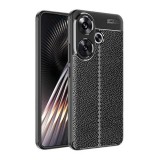 Gigapack Xiaomi Poco F6 szilikon telefonvédő (ütésállóság, bőr hatású, varrás minta) fekete