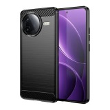 Gigapack Xiaomi Poco F7 Pro szilikon telefonvédő (ütésállóság, légpárnás sarok, szálcsiszolt, karbon minta) fekete
