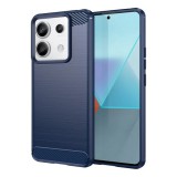 Gigapack Xiaomi Poco X6 5G szilikon telefonvédő (ütésállóság, légpárnás sarok, szálcsiszolt, karbon minta) sötétkék
