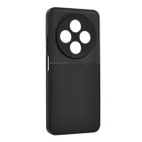 Gigapack Xiaomi Redmi 14C 4G szilikon telefonvédő (ütésállóság, mágneses, bőr hatású hátlap, csíkos) fekete