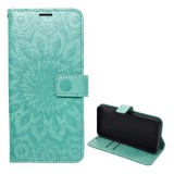 Gigapack Xiaomi Redmi 15 4G  tok álló, bőr hatású (flip, oldalra nyíló, asztali tartó, kézpánt, mandala) cyan