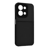 Gigapack Xiaomi Redmi 15C 5G  szilikon telefonvédő (ütésállóság, mágneses, bőr hatású hátlap, csíkos) fekete