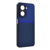 Gigapack Xiaomi Redmi A5 4G szilikon telefonvédő (ütésállóság, mágneses, bőr hatású hátlap, csíkos) sötétkék