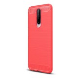 Gigapack Xiaomi Redmi K30 Szilikon telefonvédő (légpárnás sarok, szálcsiszolt, karbon minta, piros)
