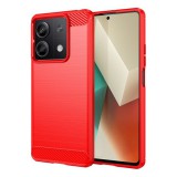 Gigapack Xiaomi Redmi Note 13 5G szilikon telefonvédő (ütésállóság, légpárnás sarok, szálcsiszolt, karbon minta) piros