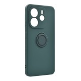 Gigapack Xiaomi Redmi Note 14 4G szilikon védő (tartógyűrű, mikrofiber plüss belső, mágneses, kameravédő) sötétzöld