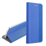 Gigapack Xiaomi Redmi Note 14 4G tok álló, bőr hatású (flip, oldalra nyíló, asztali tartó, textil minta) világoskék