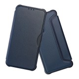 Gigapack Xiaomi Redmi Note 14 4G tok álló, bőr hatású (flip, ütésálló, kameravédő, karbon minta) sötétkék