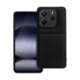 Gigapack Xiaomi Redmi Note 14 5G  szilikon telefonvédő (ütésállóság, mágneses, bőr hatású hátlap, csíkos) fekete
