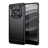 Gigapack Xiaomi Redmi Note 14 Pro 4G szilikon telefonvédő (ütésálló, légpárnás sarok, szálcsiszolt, karbon minta) fekete