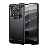 Gigapack Xiaomi Redmi Note 14 Pro 5G szilikon telefonvédő (ütésálló, légpárnás sarok, szálcsiszolt, karbon minta) fekete