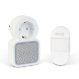 Globiz Digitális elem- és vezeték nélküli csengő - Kinetic - 220-240V AC aljzat - fehér - kék LED