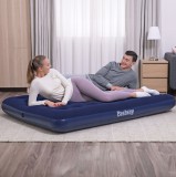 Globiz Felfújható matrac - egyszemélyes, velúr - kék - 191 x 137 x 22 cm