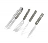 Globiz Grillező eszköz szett - 4 db-os - fa nyéllel, táskában