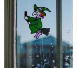 Globiz Halloween-i ablakdekor - színes csillámos boszorkány