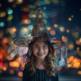 Globiz Halloween-i boszorkány kalap - fekete, pókhálós - 38 x 32 cm