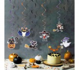 Globiz Halloween-i dekoráció szett - 6 féle motívum - csillogó spriál akasztóval