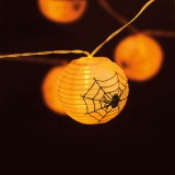 Globiz Halloween-i lampion fényfüzér - pókos, fehér - 7,5 x 165 cm - 2 x AA elemes