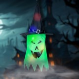 Globiz Halloween-i LED dekor - szellem - zöld - 10 színes LED - akasztható - 2 x 2032 - 75 x 35 cm