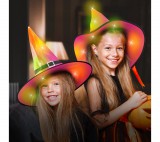 Globiz Halloween-i LED-es boszorkány kalap - színes, poliészter - 38 cm
