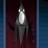 Globiz Halloween-i világító dekoráció - szellem - fekete - 10 színes LED - akasztható - 2 x 2032 - 75x20 cm