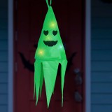 Globiz Halloween-i világító dekoráció - szellem - zöld - 10 színes LED - akasztható - 2 x 2032 - 75x20 cm