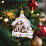 Globiz Karácsonyfadísz - fényes házikó - 8 x 6 x 4 cm