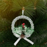 Globiz Karácsonyi dekoráció - akasztható - ezüst koszorú - 10 cm