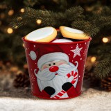 Globiz Karácsonyi dekoráció - fém kaspó, vödör - Mikulás - 13 x 11 cm